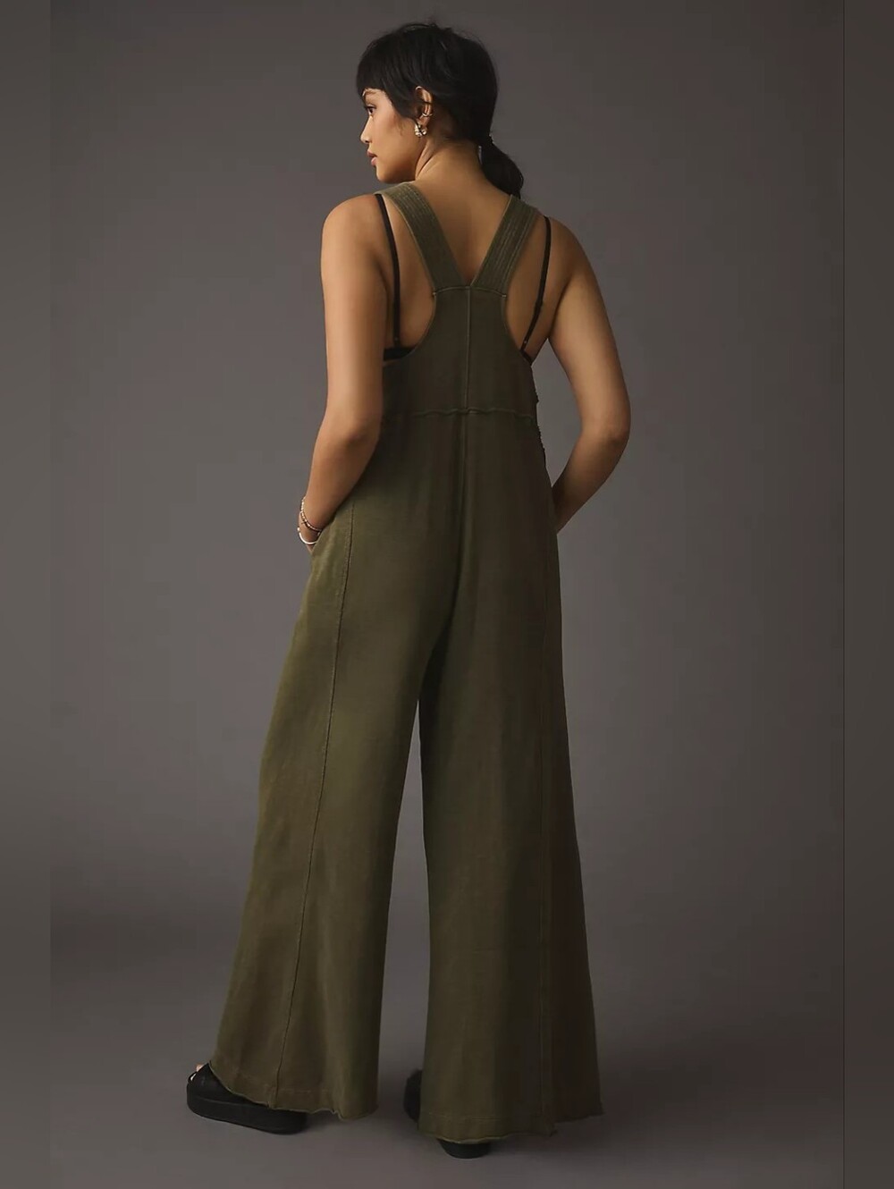 Anthropologie Daily Practice The Palmra Pull- On Cotton Jumpsuit Green - Picture 2 of 9